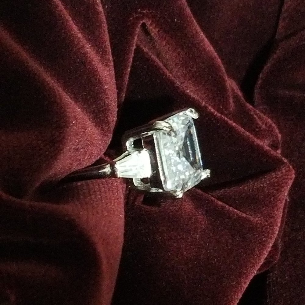 Monica Asscher Cut 9.5 carat CZ Engagement Statement Ring 925 Sterling Silver - Picture 9 of 16
